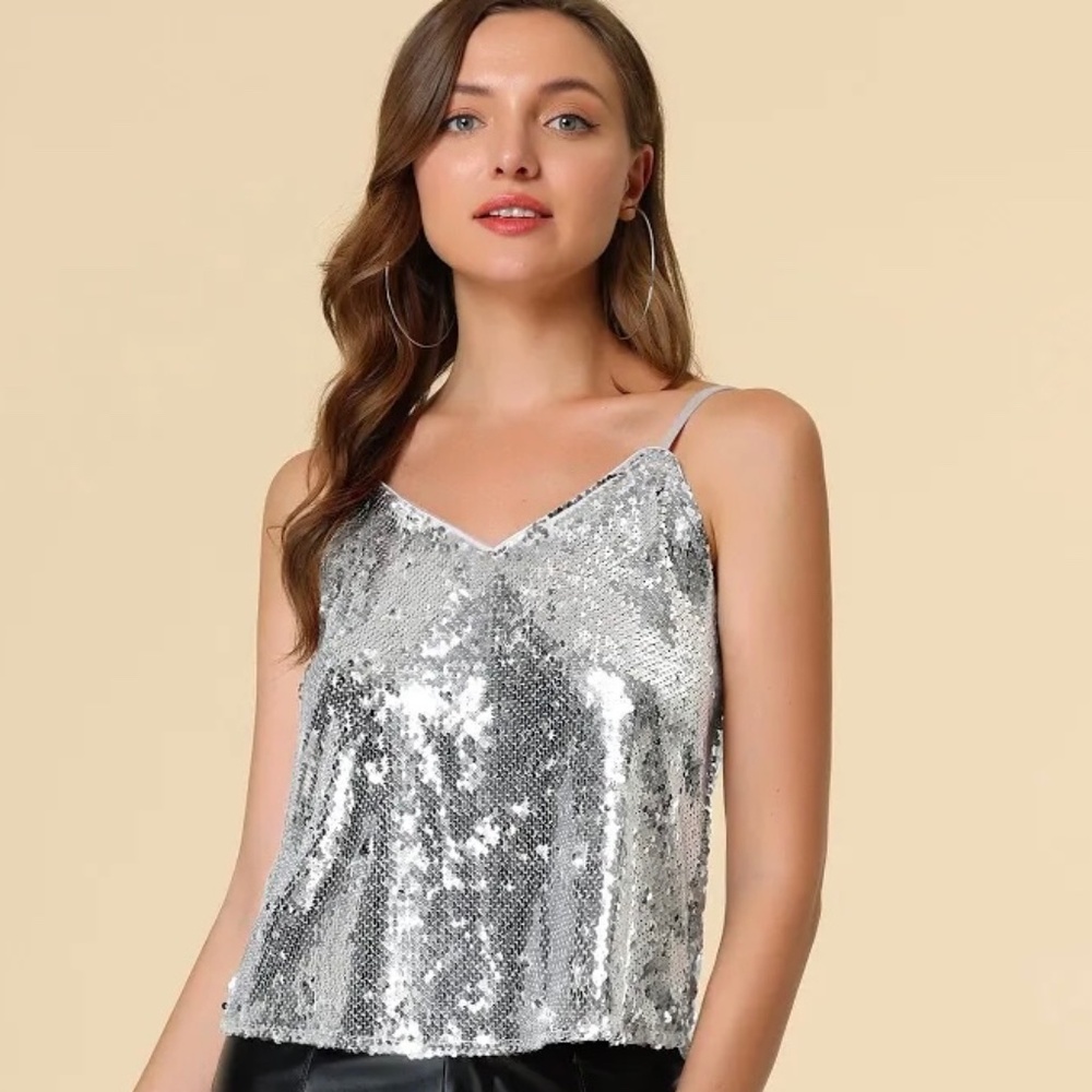 Silver sequin top new with tags